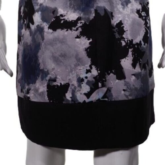 AB Studio Dress Womens Size 4 Abstract Floral Print Blue Black White Sleeveless - Picture 8 of 10